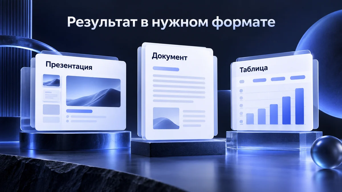 Презентация, документ и таблица — разные форматы результата
